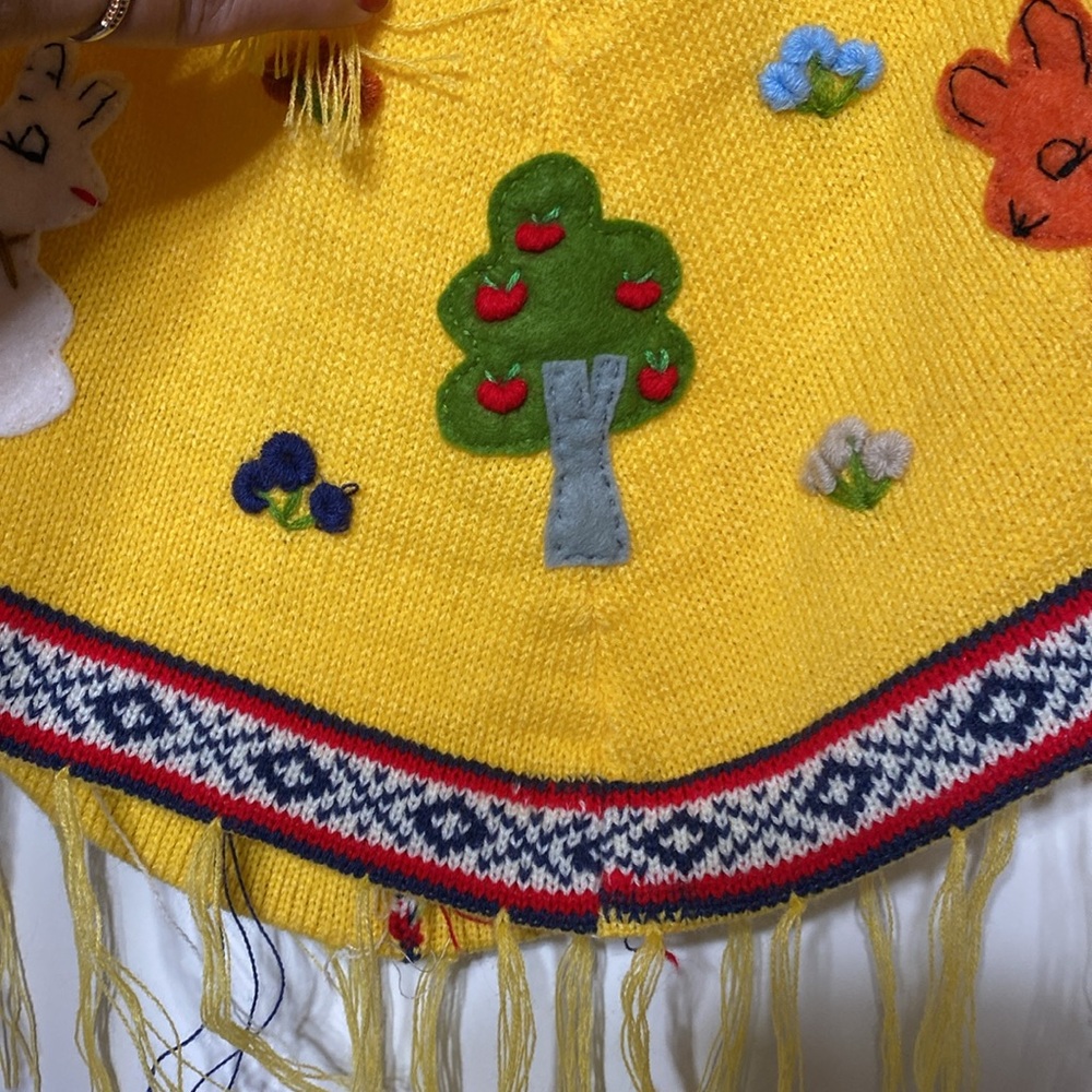 Kids Pullover Artisan Handmade Poncho with Hood - Picture 5 of 16